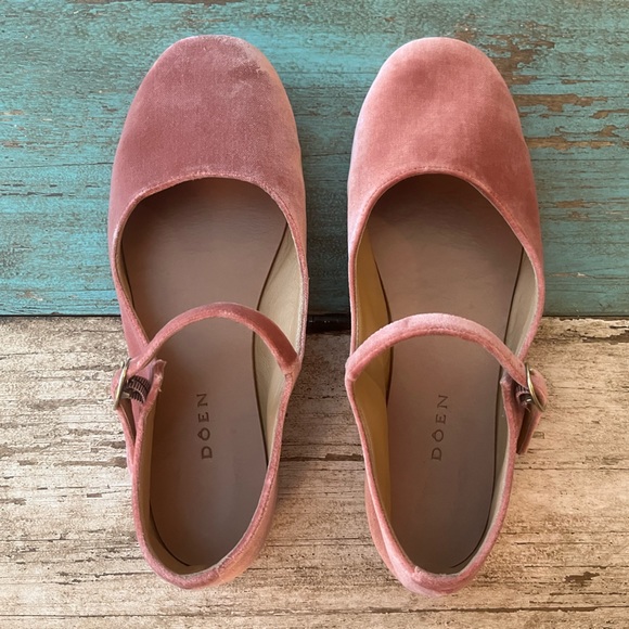 Doen Shoes Doen Pink Velvet Mary Jane Flats 38 Poshmark